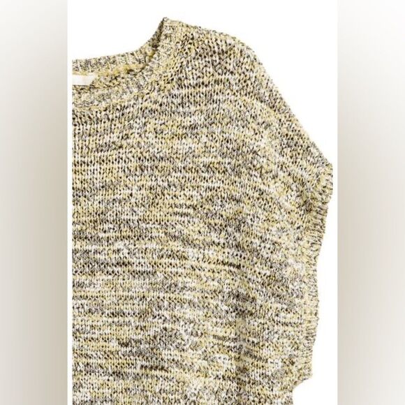 H&M Knit Yellow Gray Crewneck Relaxed Short Sleeve Pullover Boxy Sweater Top. XS - Picture 3 of 11